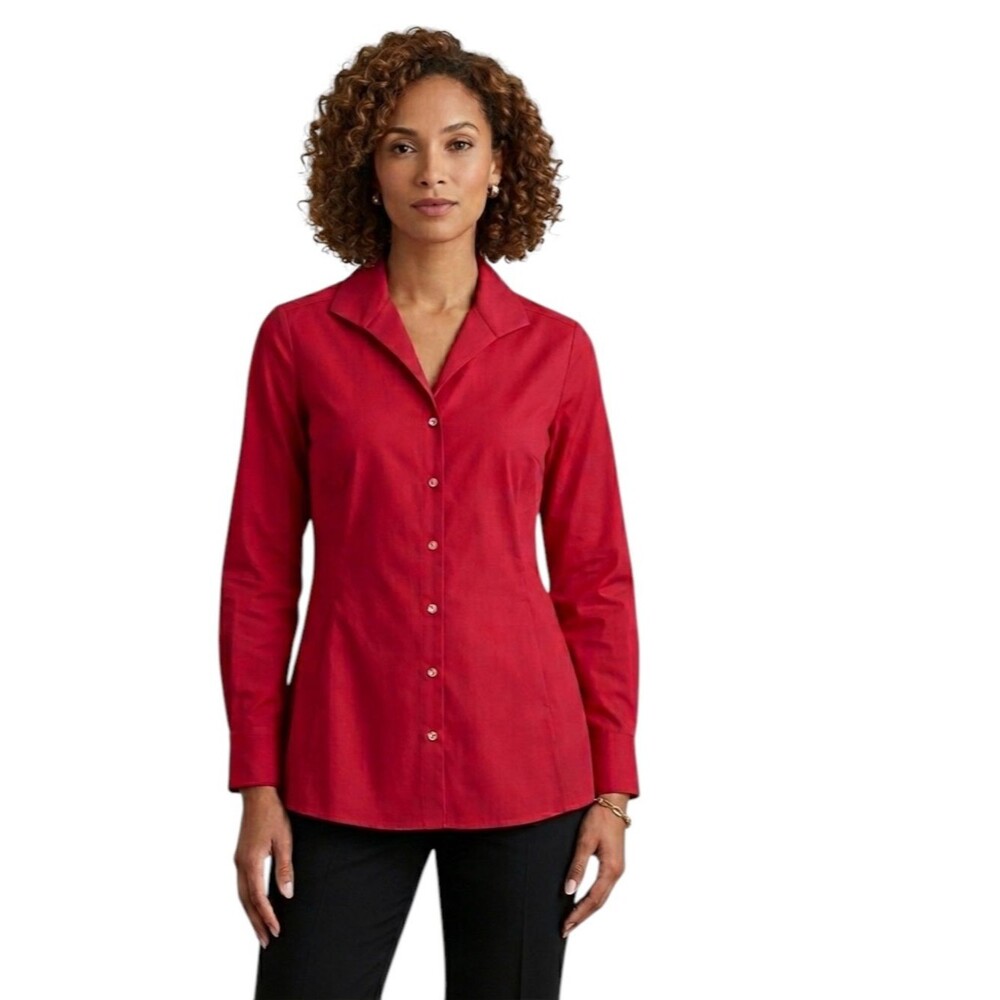 Foxcroft Coral Red Non-iron Button Down Shirt